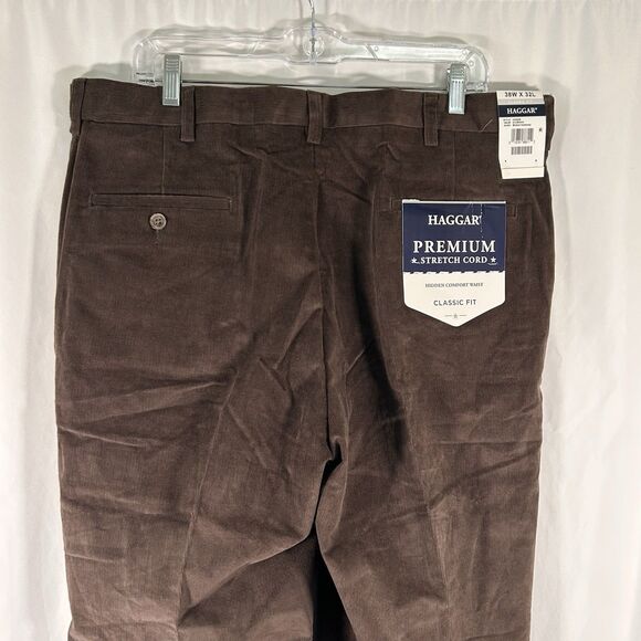 New Haggar Corduroy Pants Men's 38x32 Brown 212 Comfort Waist Classic Fit - Picture 7 of 10